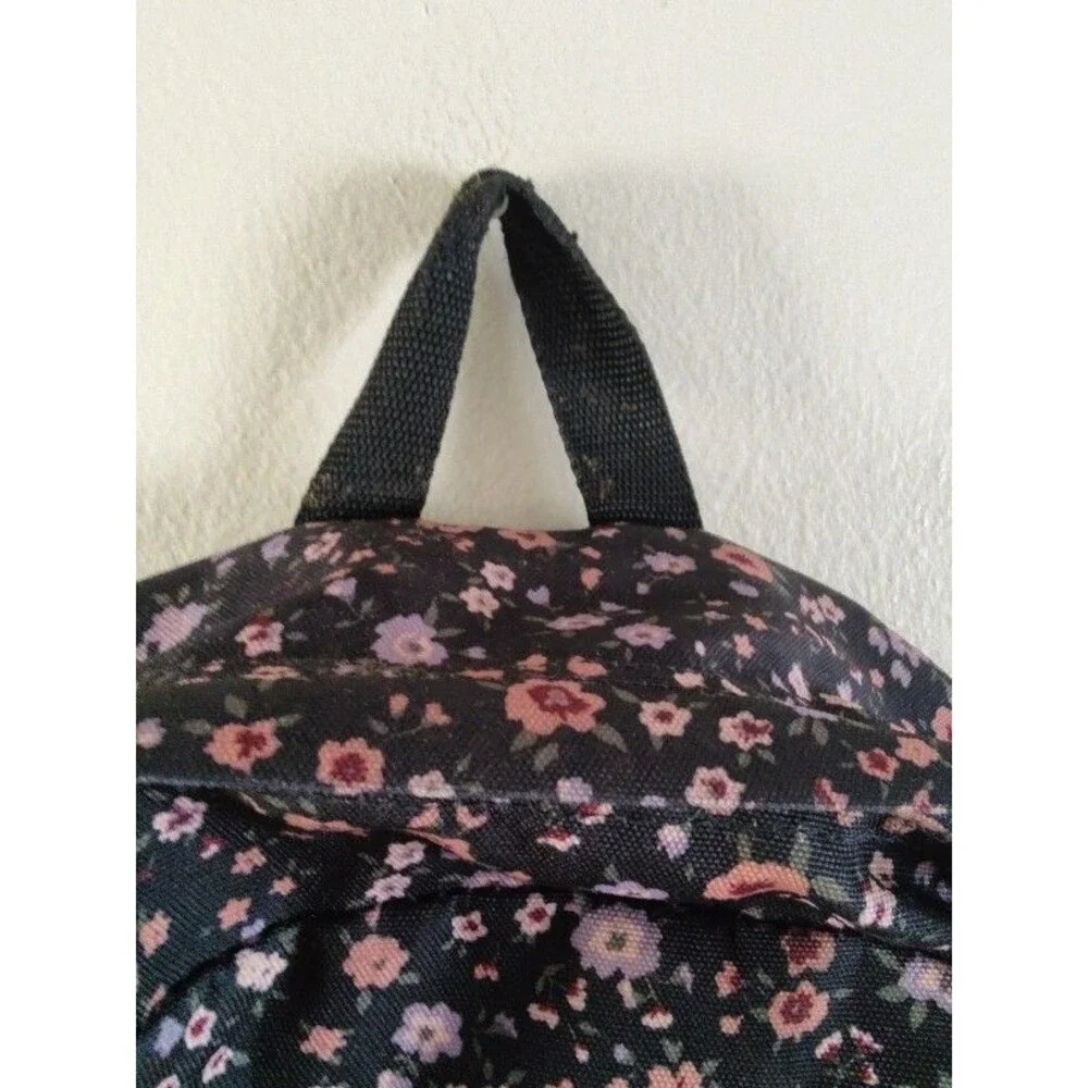 Vans Off The Wall Floral on Black Backpack School Bag with Charms